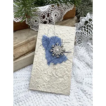 Pod Rukama Přání z ručního papíru - vanoční mix modrých