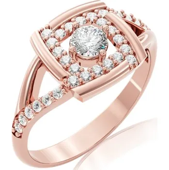 Prsten Couple, Stylový prsten Kostka Eleganza, růžové zlato se zirkony, vel. 55, prům. 17.5 mm, 585-66-1-0317.4C00.0.55.001