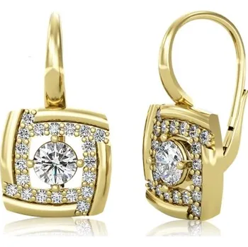 Náušnice Couple, Stylové náušnice Kostka Eleganza, žluté zlato se zirkony, Patent dámský, 585-66-3-0436.0Z00.0.00.001.08