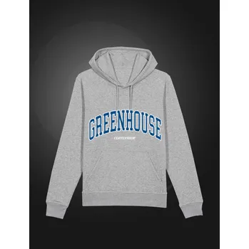 Pánská mikina Mikina Green House University Coffeeshop s kapucí bez zipu - šedá XXXL