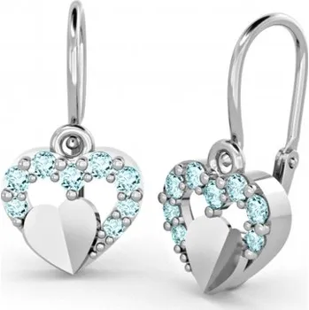 Náušnice Couple, Dětské náušnice Darcy, bílé zlato a modré zirkony, Brizura dětská, 585-66-3-0357.1B00.0.00.003.14