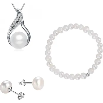 Souprava šperků Olivie Zvýhodněná sada SLADKOVODNÍ PERLA 7828 Ag 925