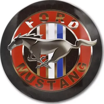 Plechová cedule Plechová cedule Ford Mustang Tribar Round 30 cm