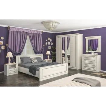 Ložnicová sestava Ložnice BRISTOL NEW II jasan sněhový (postel 160, 2 noční stolky, komoda)