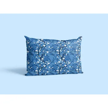 Povlečení Aaryans Bavlněný povlak na polštář Květinové větve modrý 70x90 cm