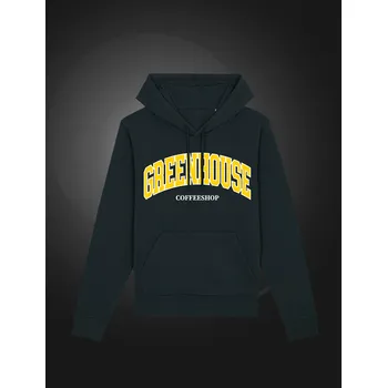 Pánská mikina Mikina Green House University Coffeeshop s kapucí bez zipu - černá XXXL