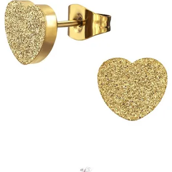 Náušnice Prosperk Náušnice zlatá ocelová srdíčka texturovaná