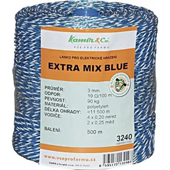 Ohradník Lanko pro ohradníky polyetylén 500m x 3mm - modré (Polyetylenové lanko pro elektrické ohradníky)
