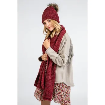 Čepice Pamami Dámský set čepice a šály Oduyag červená One size