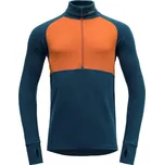 Devold Merino 235 EXPEDITION tričko se zipem dlouhý rukáv - pánské - modrá/oranžová Velikost: XL