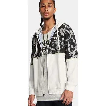 bunda Under Armour Zone Woven Printed - White Clay/Retro Green M