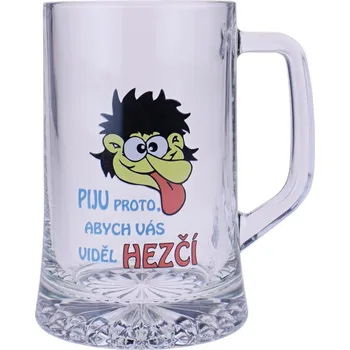 Sklenice Půllitr "Piju proto, abych Vás viděl hezčí" 0,5l (Skleněný půllitr s vtipným obrázkem)
