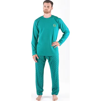 Pánské pyžamo Pánské pyžamo dlouhé 79171P tyrkysové vel.S- Gina