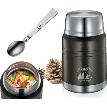 Svačinový box Temoska na jídlo se lžičkou MONTE, 750ml, černá Cilio