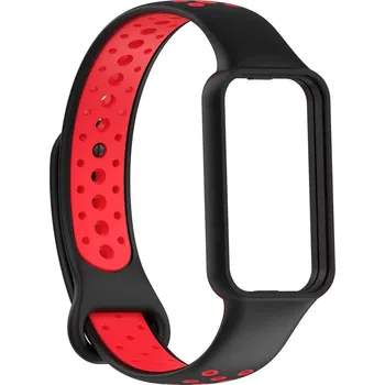 Sportovní měřič Perforovaný náhradní náramek Mi Band 8 Active / Redmi Band 2 Barevná varianta: Černo-Červený
