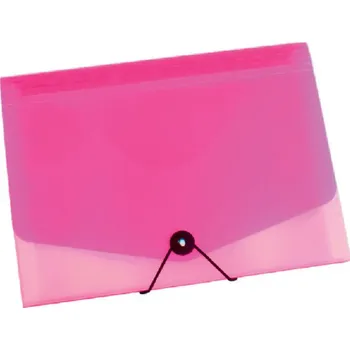 Organizér na dokumenty s gumou čirá - růžový A4