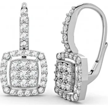 Náušnice Couple, Třpytivé náušnice Kostka, bílé zlato se zirkony, Patent dámský, 585-66-3-0353.1B00.0.00.001.08