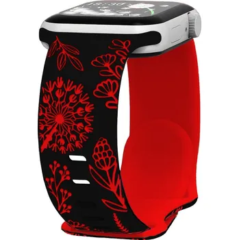 Příslušenství k chytrým hodinkám Řemínek gravírované pampelišky pro Apple Watch 42/44/45/46/49mm Barva: Černo-Červená