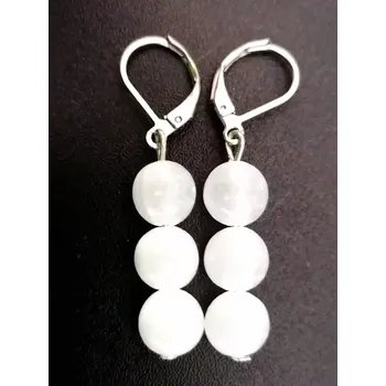 Náušnice Selenitové náušnice 6 mm – kuličky na háčcích z chirurgické oceli