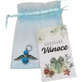 Vánoční dekorace Vánočně balený přívěsek anděl pro štěstí plus kartička vánoční