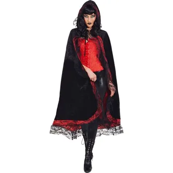 Dámský plášť s kapucí - Černo červený