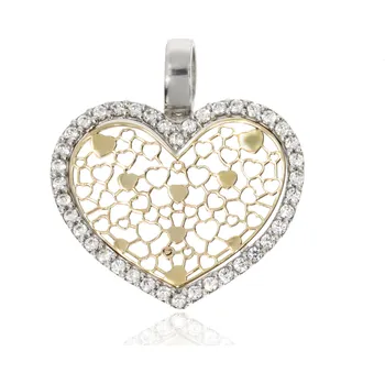 Přívěsek Zlatnictví Helios Zlatý kombinovaný přívěsek srdce