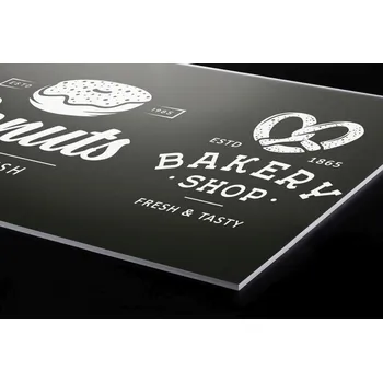 Obklad DIMEX | Plexisklo za kuchyňskou linku PGT-06040-223 | 60 cm x 40 cm | Pekařské cedule + Plexisklo za kuchyňskou linku DIMEX v rozměru 60 cm x 40 cm, motiv Pekařské cedule