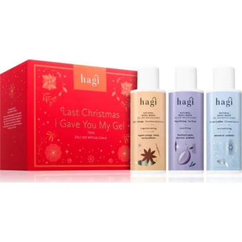 Kosmetická sada Hagi Last Christmas I Gave You My Gel Hagi Spicy Orange sprchový gel 150 ml + Hagi Plum Picking sprchový gel 150 ml + Hagi Winter Cuddles sprchový gel 150 ml kosmetická sada