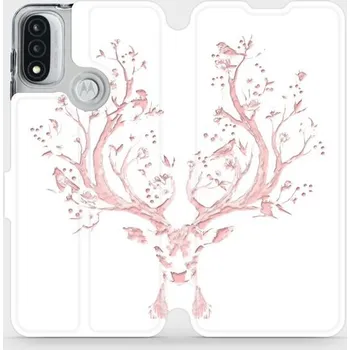 Pouzdro na mobilní telefon Flipové pouzdro Mobiwear - Motorola Moto E20 - M007S Růžový jelínek (Knížkové flip pouzdro, obal, kryt na mobil Motorola Moto E20 - M007S Růžový jelínek, materiál Umělá kůže + TPU - ochrana 360°, stojánek, silikonová vanička, magnetické zavírání)