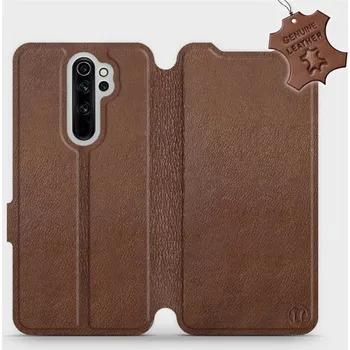 Pouzdro na mobilní telefon Kožené flip pouzdro Mobiwear - Xiaomi Redmi Note 8 Pro - Hnědé (Kožené knížkové pouzdro, obal, kryt na mobil Xiaomi Redmi Note 8 Pro, Hnědé, materiál Genuine Leather, ochrana 360°, stojánek, silikonová vanička, magnetické zavírání)