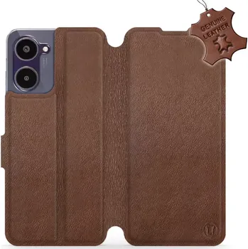 Pouzdro na mobilní telefon Kožené flip pouzdro Mobiwear - Realme 10 - Hnědé (Kožené knížkové pouzdro, obal, kryt na mobil Realme 10, Hnědé, materiál Genuine Leather, ochrana 360°, stojánek, silikonová vanička, magnetické zavírání)