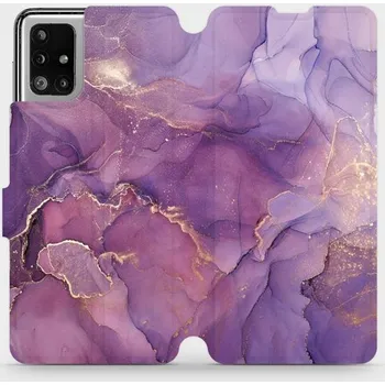Pouzdro na mobilní telefon Flipové pouzdro Mobiwear - Samsung Galaxy M51 - VP20S Fialový mramor (Knížkové flip pouzdro, obal, kryt na mobil Samsung Galaxy M51 - VP20S Fialový mramor, materiál Umělá kůže + TPU - ochrana 360°, stojánek, silikonová vanička, magnetické zavírání)