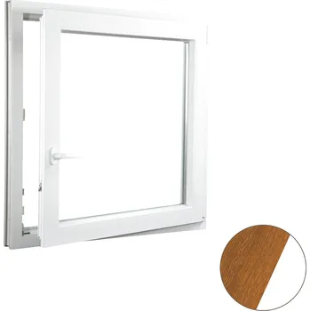 Okno ALUPLAST Plastové okno jednokřídlo zlatý dub/bílé 70x70 Otvírání: Pravé, Zasklení: Dvojsklo Ug= 1,1