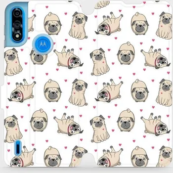 Pouzdro na mobilní telefon Flipové pouzdro Mobiwear - Motorola Moto E7 Power - M097P Mopsíci (Knížkové flip pouzdro, obal, kryt na mobil Motorola Moto E7 Power - M097P Mopsíci, materiál Umělá kůže + TPU - ochrana 360°, stojánek, silikonová vanička, magnetické zavírání)