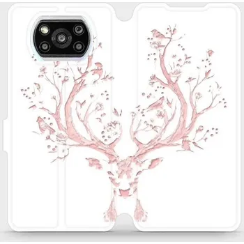 Pouzdro na mobilní telefon Flipové pouzdro Mobiwear - Xiaomi Poco X3 Pro - M007S Růžový jelínek (Knížkové flip pouzdro, obal, kryt na mobil Xiaomi Poco X3 Pro - M007S Růžový jelínek, materiál Umělá kůže + TPU - ochrana 360°, stojánek, silikonová vanička, magnetické zavírání)