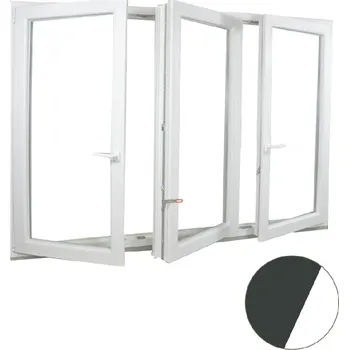 Okno ALUPLAST Plastové okno trojkřídlé antracit/bílé 170x150 Zasklení: Dvojsklo Ug= 1,1