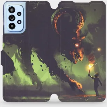 Pouzdro na mobilní telefon Flipové pouzdro Mobiwear - Samsung Galaxy A53 5G - VA08P Příšera a kluk s pochodní (Knížkové flip pouzdro, obal, kryt na mobil Samsung Galaxy A53 5G - VA08P Příšera a kluk s pochodní, materiál Umělá kůže + TPU - ochrana 360°, stojánek, silikonová vanička,