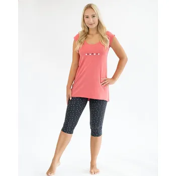 Dámské noční prádlo Dámské pyžamo 3/4 19154P tomato vel.2XL- Gina