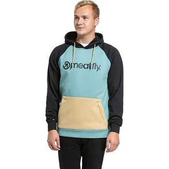Pánská mikina Meatfly pánská technická mikina Gravel Black / Dusty Mint | Černá | Velikost XXL