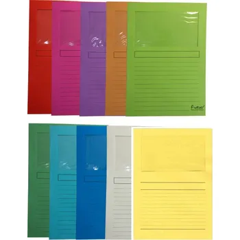 Obaly na doklady kartonové s oknem typ L 5barev po 2ks