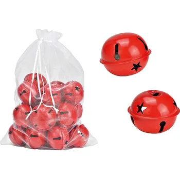 Vánoční dekorace Vánoční dekorace závěsná, kovové rolničky, červené, 5x4x5 cm, sada 18 ks