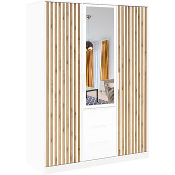 Šatní skříň STO Šatní skříň BALI D3 LUX 149 cm, Bílá / Dub Votan