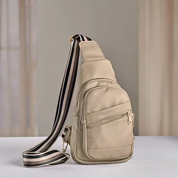 Kabelka 3Pagen Crossbody kabelka šedohnědá 33 x 21 x 10 cm