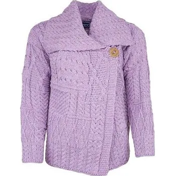 Dámský svetr Vlnka Dámský vlněný svetr Merino na knoflík fialová velikost oblečení XL