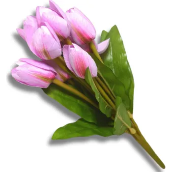 umělá květina Dekorace - Tulipán mini 9 květů 31cm tmavě růžový