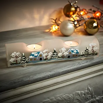 Svícen 3Pagen Svícen na čajové svíčky Vesnice Délka 25 cm, Ø 6,5 cm. Na čajové svíčky Ø 4 cm.