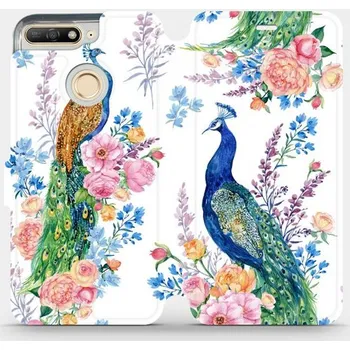 Pouzdro na mobilní telefon Flipové pouzdro Mobiwear - Huawei Y6 Prime 2018 - MX08S Pávi (Knížkové flip pouzdro, obal, kryt na mobil Huawei Y6 Prime 2018 - MX08S Pávi, materiál Umělá kůže + TPU - ochrana 360°, stojánek, silikonová vanička, magnetické zavírání)