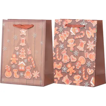 Dárková taška Taška dárková 180x230 mm perníčky mix, hnědá