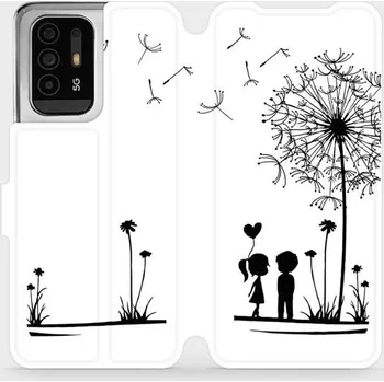 Pouzdro na mobilní telefon Flipové pouzdro Mobiwear - OPPO Reno5 Z 5G - MH16P Dvojice s pampeliškou (Knížkové flip pouzdro, obal, kryt na mobil OPPO Reno5 Z 5G - MH16P Dvojice s pampeliškou, materiál Umělá kůže + TPU - ochrana 360°, stojánek, silikonová vanička, magnetické zavírání