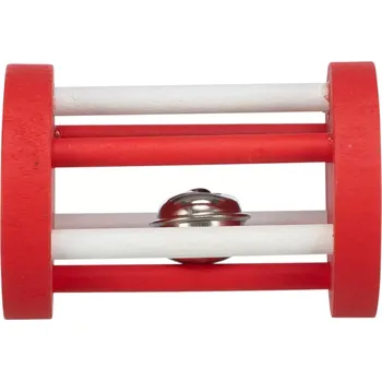 TRIXIE Xmas Roll - dřevěný váleček s rolničkou pro hlodavce, ø 5 × 7 cm, červená/bílá